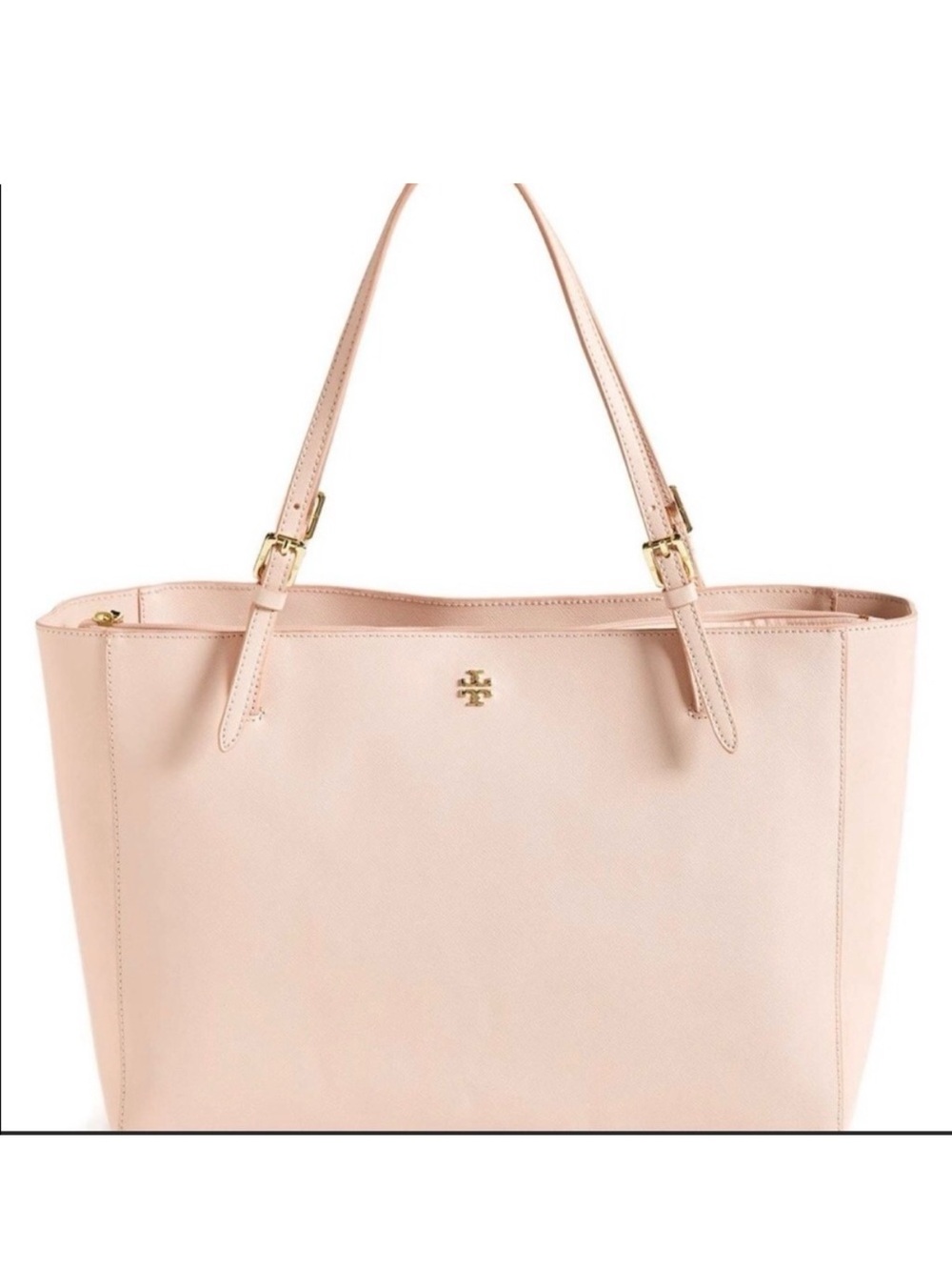 Tory Burch Blush Pink Leather Tote with Gold Logo